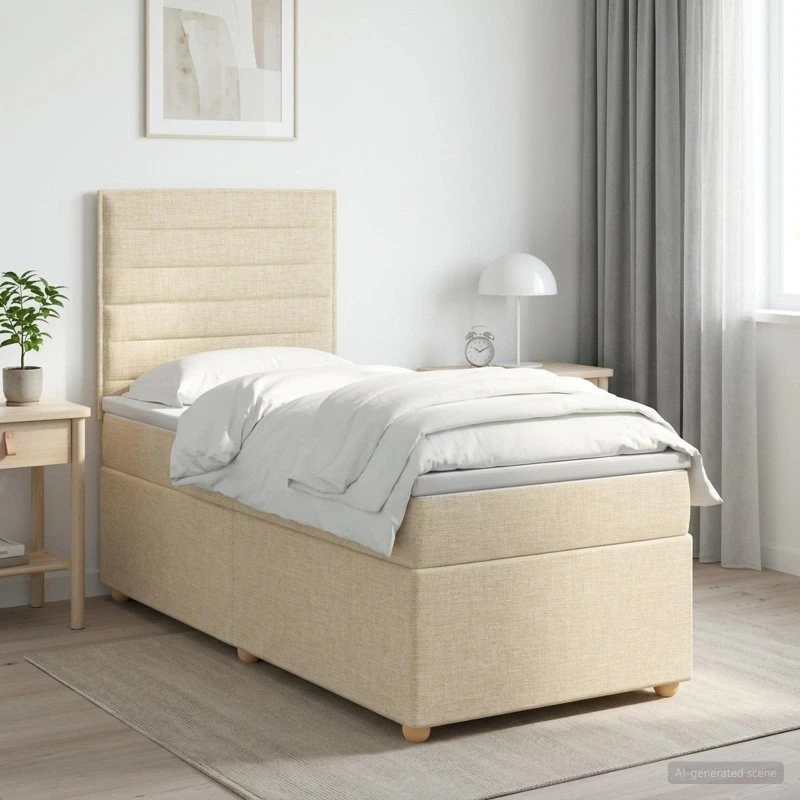 vidaXL Boxmadras med topmadras Cremefarvet 90 x 190 cm