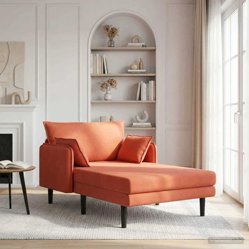 vidaXL Overdimensioneret Chaiselong i Rød Orange Corduroy