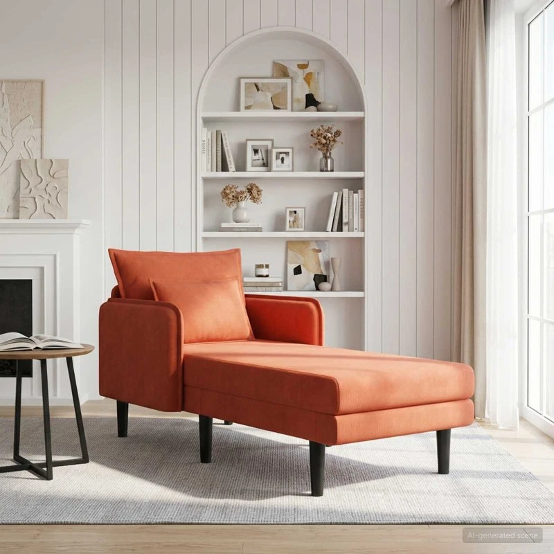 vidaXL Overdimensioneret Chaiselong i Rød Orange Corduroy