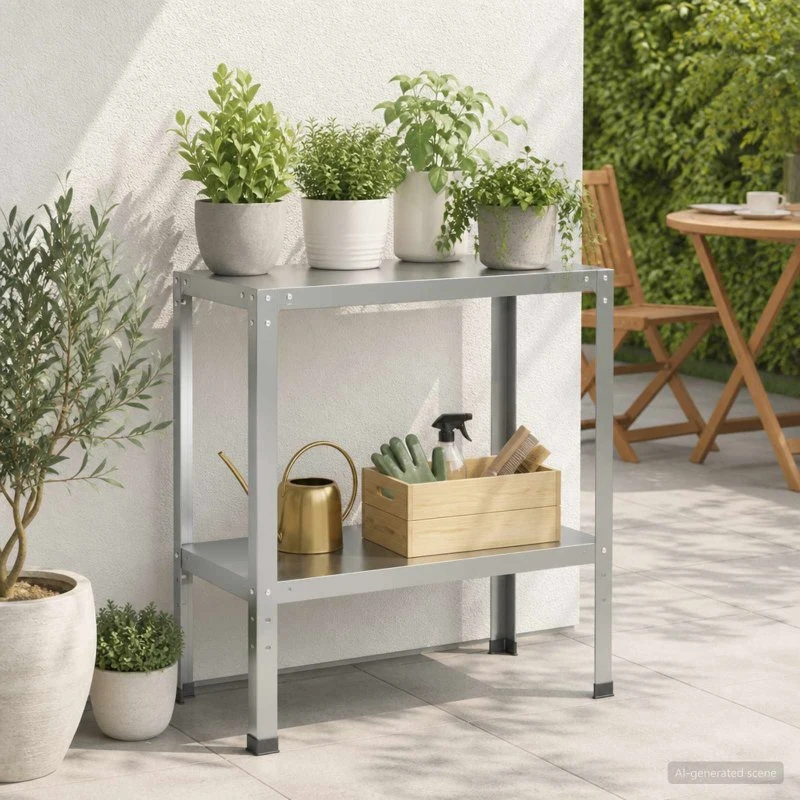 vidaXL Plantebord 60 x 40 x 80 cm i galvaniseret stål, sølv