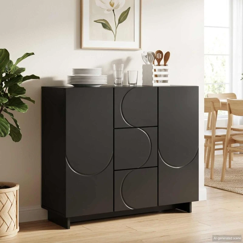vidaXL Sideboard Sort 85.5 x 31 x 75 cm i konstrueret træ