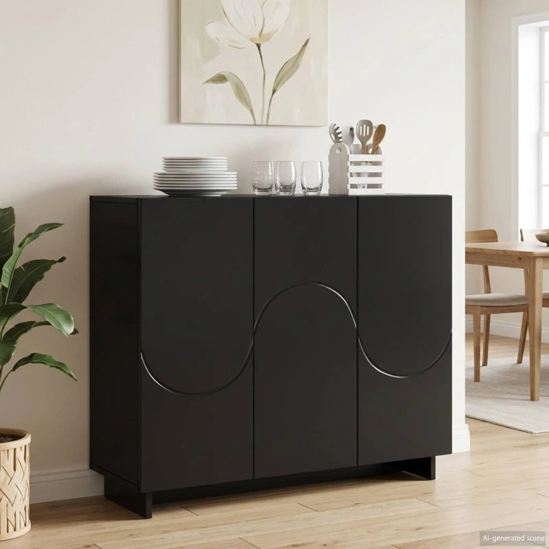 vidaXL Sideboard Sort 85.5 x 31 x 75 cm i konstrueret træ