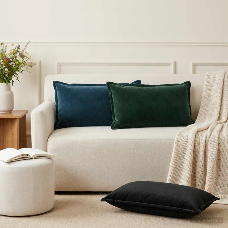 vidaXL HOUTEN Pudebetræk 12 stk. Sort Fløjl 40 x 80 cm