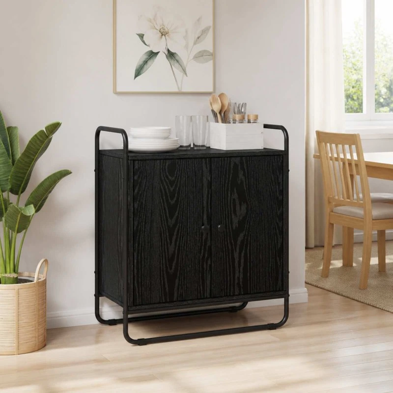 vidaXL Skænk Sort Eg 68 x 35 x 75 cm