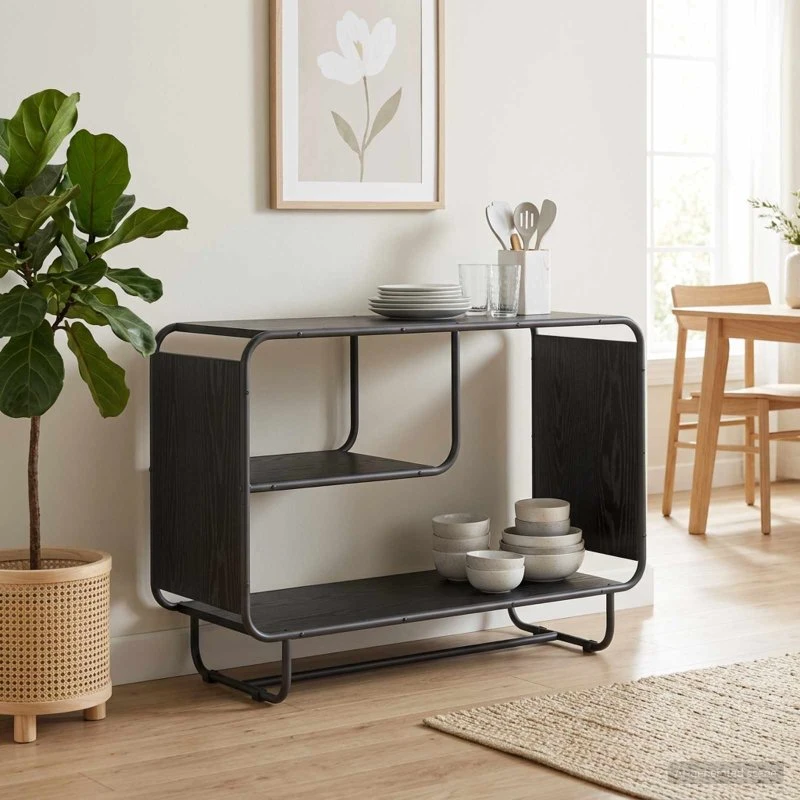 vidaXL Skænk Sort Eg 93.5 x 37.5 x 64.5 cm
