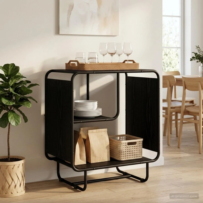 vidaXL Skænk Sort Eg 60 x 37,5 x 64,5 cm