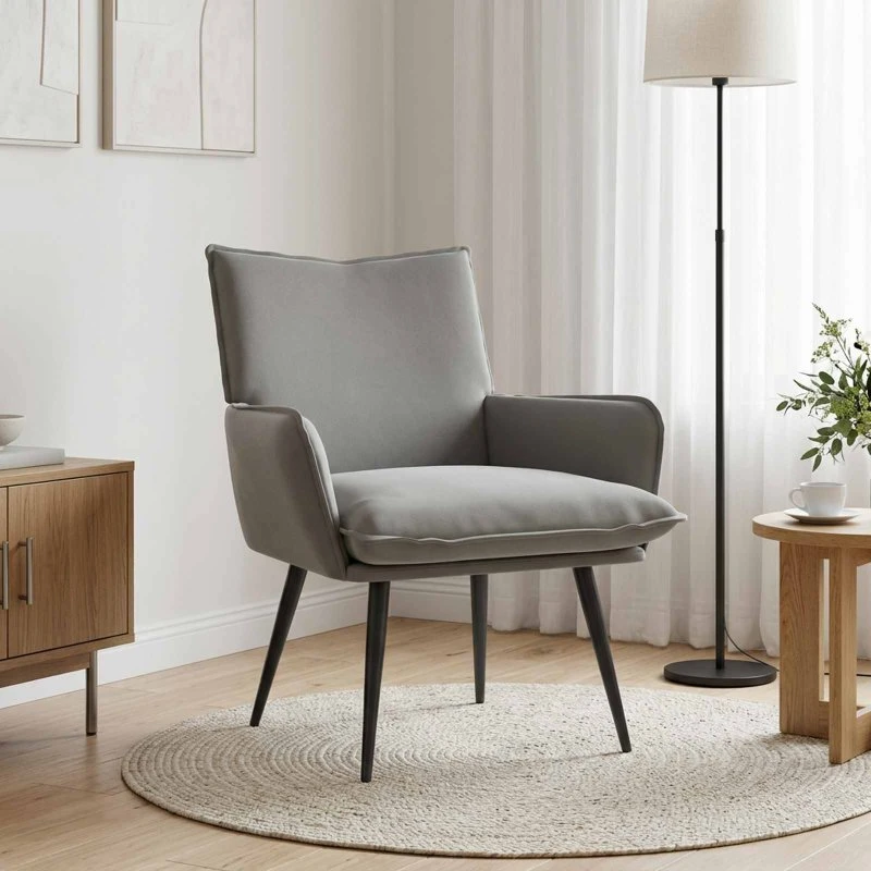 vidaXL Lænestol i lysegrå fløjl - 70 x 73 x 83 cm