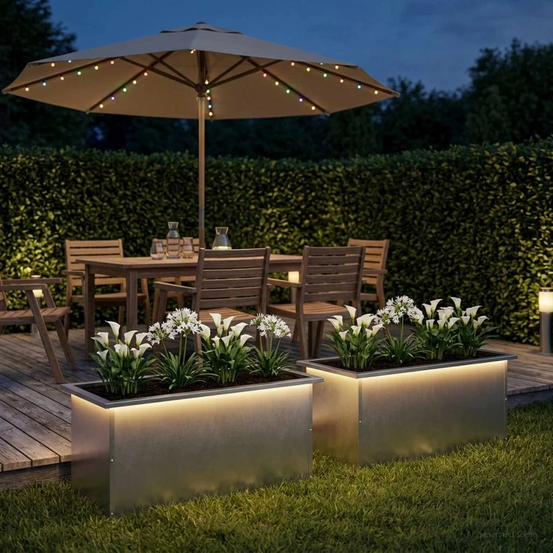 vidaXL Plantekasse med LED 2 stk. Sølv 40 x 80 x 40 cm