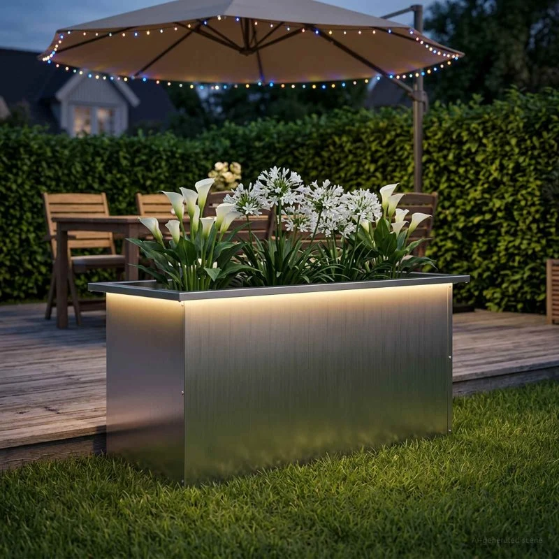 vidaXL Plantekasse med LED Sølv 40 x 80 x 40 cm Galvaniseret Stål