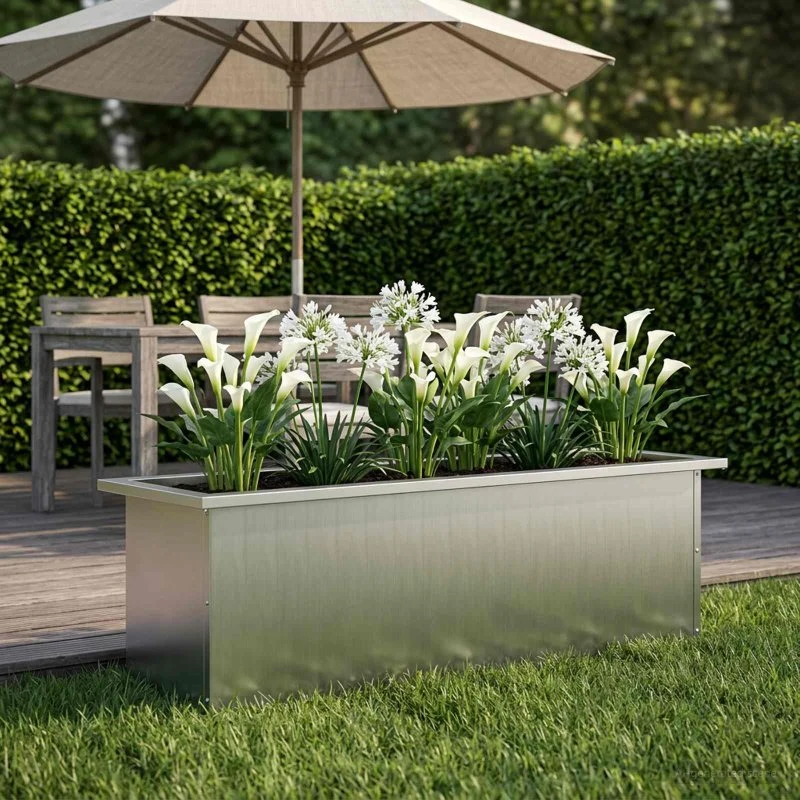 vidaXL Plantekasse med LED Sølv 30 x 100 x 30 cm Galvaniseret Stål