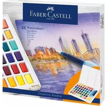 Faber-Castell Akvarelsæt 169748 - 48 farver med vandpensel