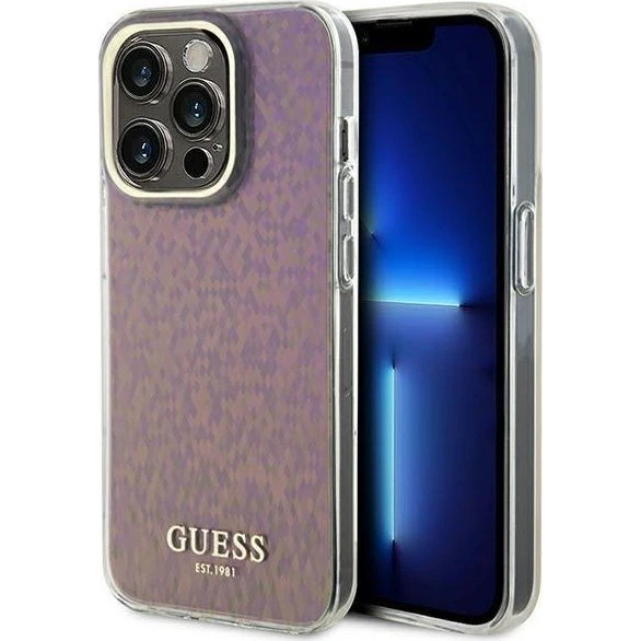 Guess iPhone 15 Pro Hardcase - Pink Faceted Mirror Disco Iridescent