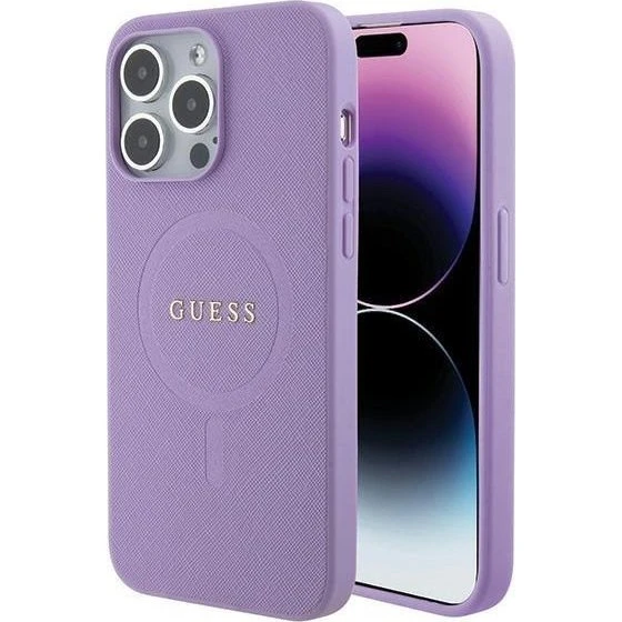 GUESS Saffiano MagSafe etui til iPhone 15 Pro - Purple