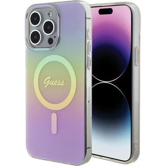 Guess IML Iridescent MagSafe cover til iPhone 15 Pro - Pink