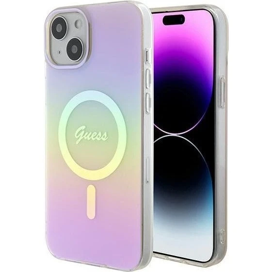 Guess GUHMP15MHITSP iPhone 15 Plus Cover - Pink Iridescent MagSafe