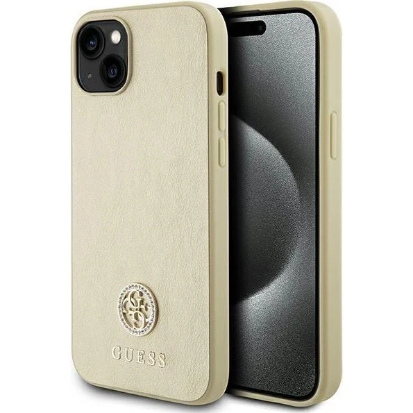GUESS Leather 4G Metal Logo Strass case til iPhone 15 - Gold