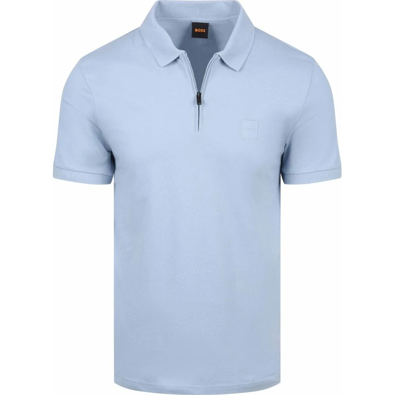 BOSS Passerzip Half Zip Polo i lyseblå - XXL
