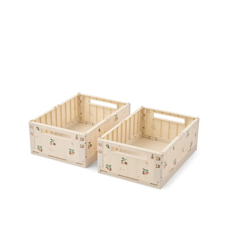 Liewood Weston Printet Opbevaringskasse - Peach/Sea Shell, Str. M, 2-pak