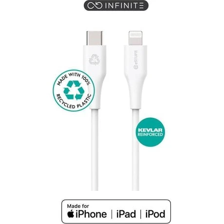 eSTUFF INFINITE USB-C til Lightning kabel, 1 m, hvid