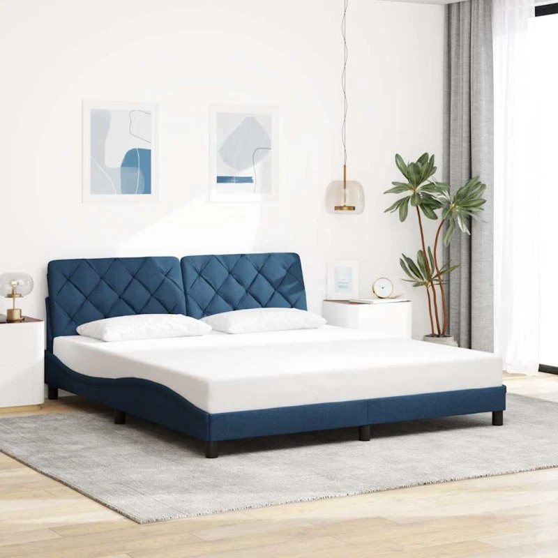 vidaXL Sengeramme 180x200 cm med hovedgærde - Blå