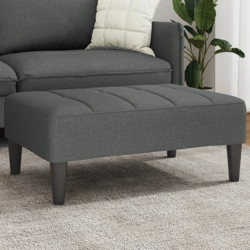 vidaXL Fodskammel 77x55x31 cm - Mørkegrå stof
