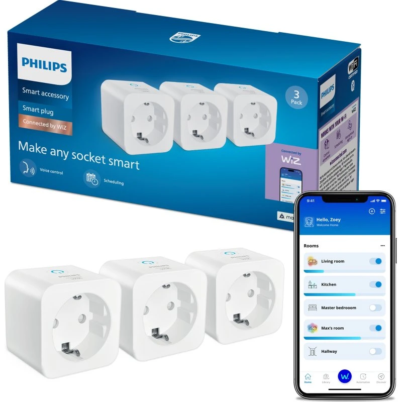 Philips Smart Lighting Smart Plug Matter, 3-pak, Hvid