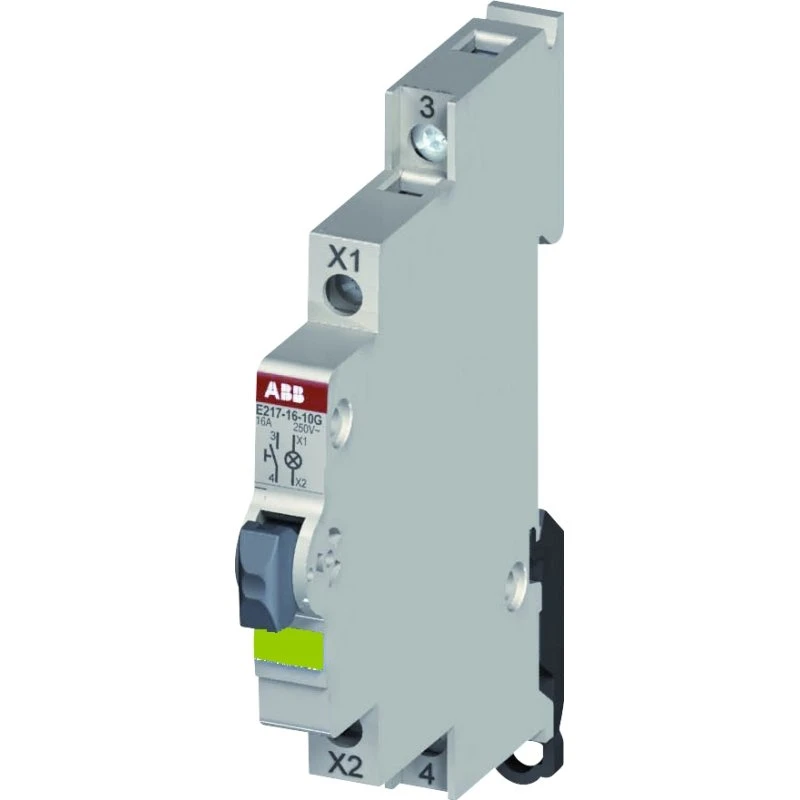 Trykknap e215-16-11d Grøn 1NO+1NC 16A 250V 9mm