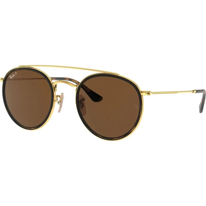 Ray-Ban 0RB3647N Rund Dobbelbro - Guld/Hvid, Brune Gradient