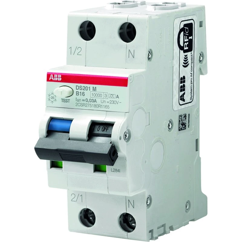 Kombiafbryder DS201 10A B 10mA 1P+N 2 Moduler