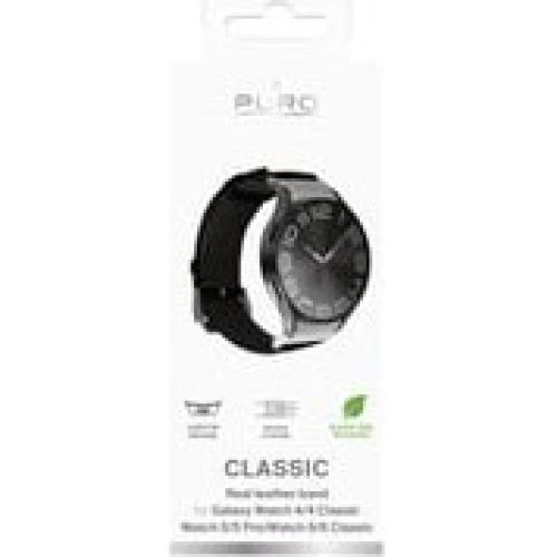 Puro Classic Læderrem til Galaxy Watch 4, 5, 6 og 7 - Sort