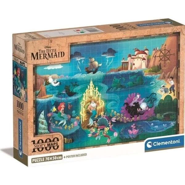 Clementoni Disney Den Lille Havfrue Story Maps Puslespil - 1000 brikker