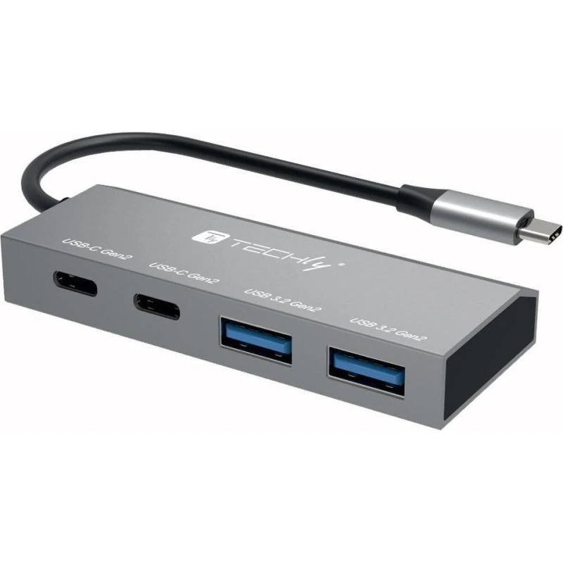 Techly IUSB32C-HUB4AC2 USB-C Hub - Sølv