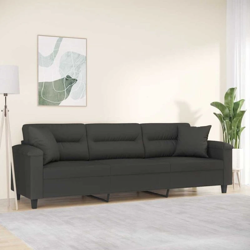 vidaXL 3-personers sofa 210 cm i mørkegråt mikrofiberstof
