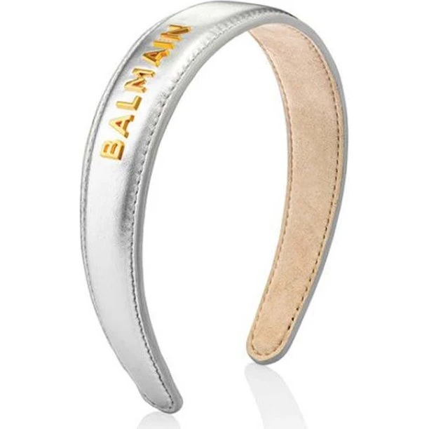 Balmain Leather Headband Large Silver