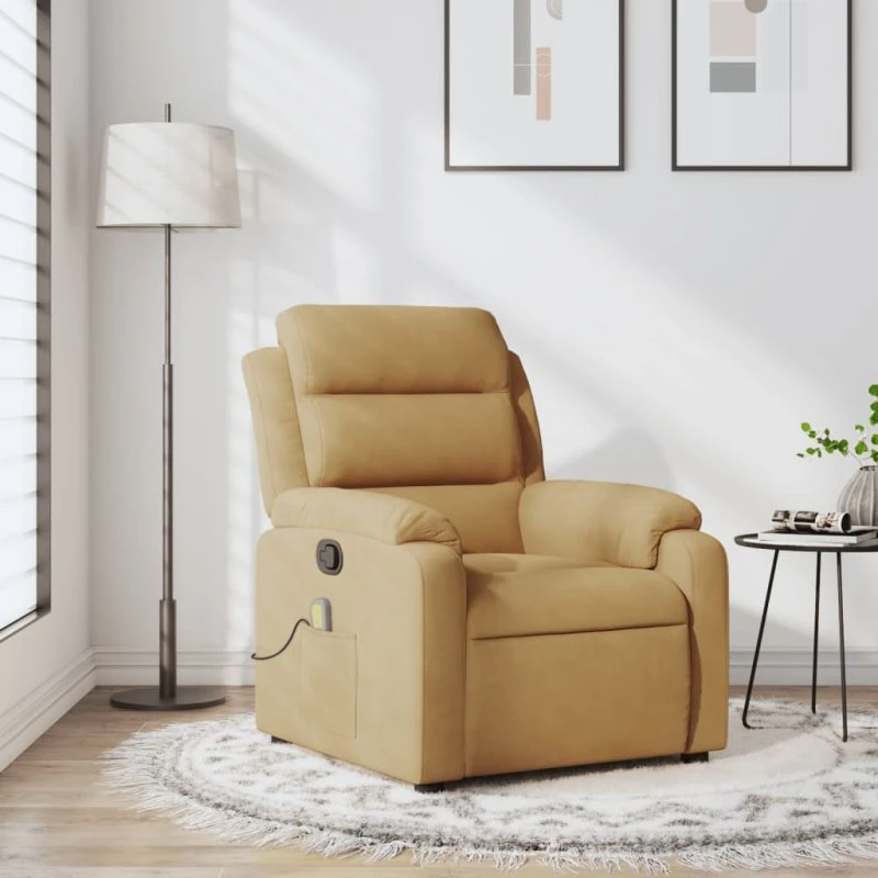 vidaXL massagestol i brun velour med vibrationsmassage
