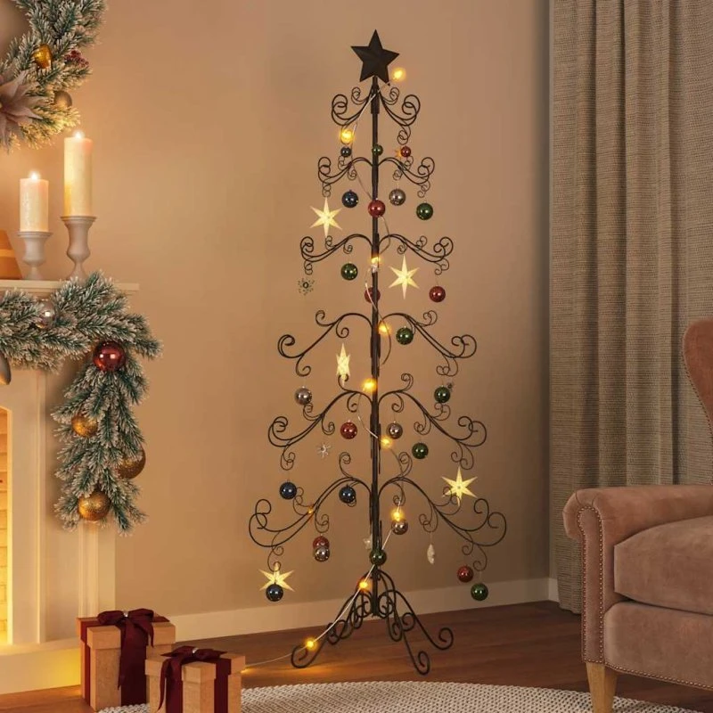 vidaXL Dekorativt juletræ i metal, 180 cm, sort