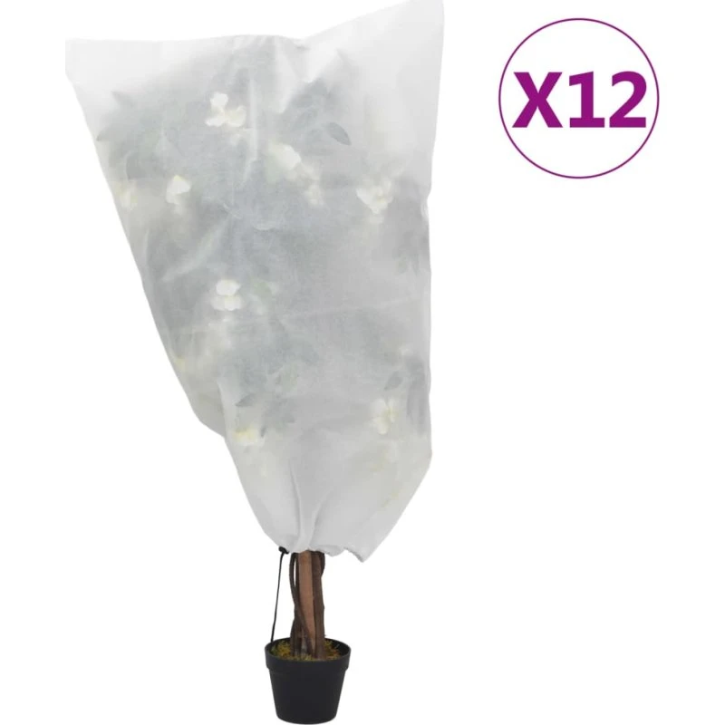 vidaXL Plantebeskyttelse med snore, 12 stk, 0,8x1,2 m, 70 g/m²