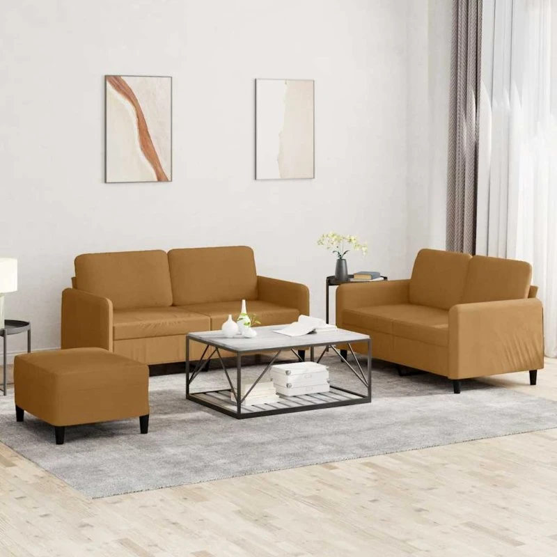 vidaXL Sofasæt 3 dele i brun velour