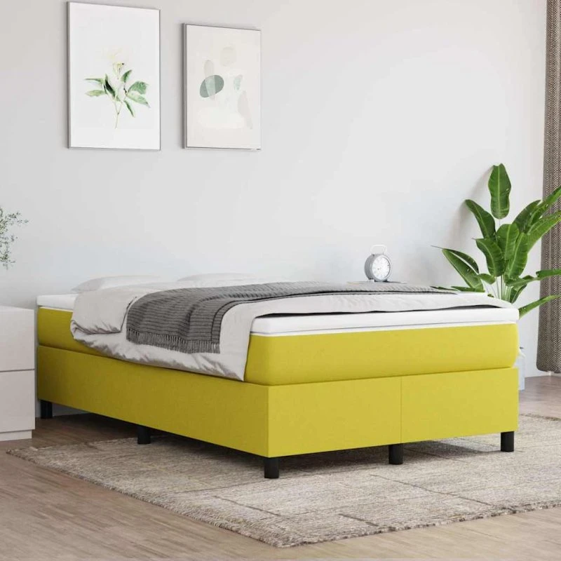 vidaXL Boxspring sengeramme Grøn 120x200 cm Stof