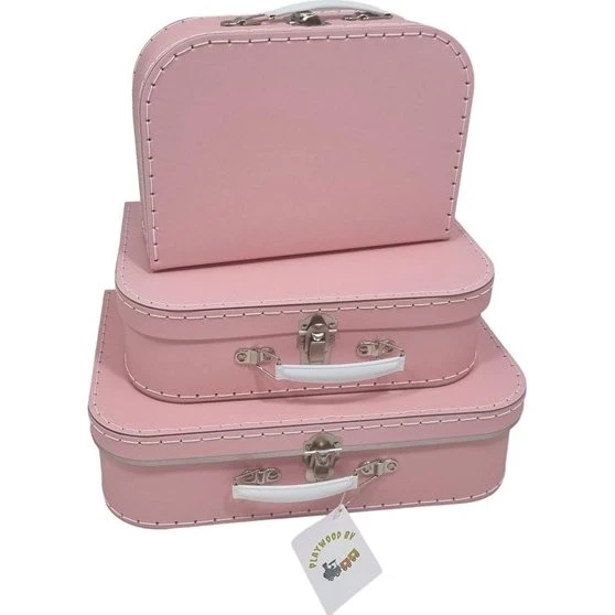 Playwood Cardboard Suitcase Set Pink, 3 dele