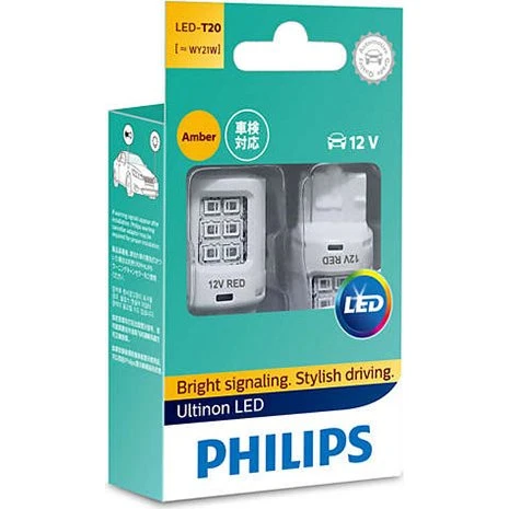 Philips Ultinon LED W21W Gul 12V - Sæt (2 stk.)