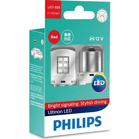 Philips Ultinon LED P21W Rød 12V - Sæt (2 stk.)