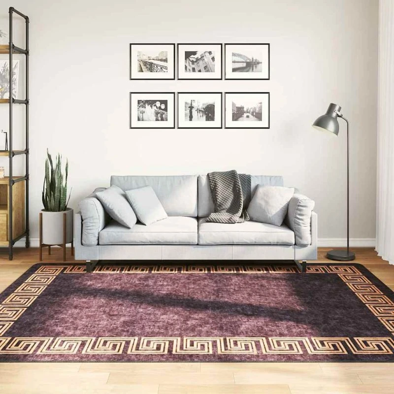 vidaXL Gulvtæppe 160x230 cm - Sort og Guld i vaskbar fløjl