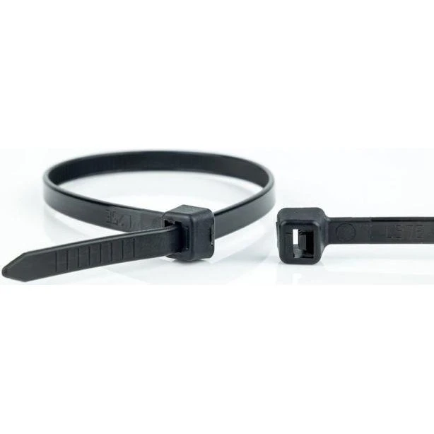 Genåbningsbar kabelstrip sort, 530 x 9 mm, 100 stk.