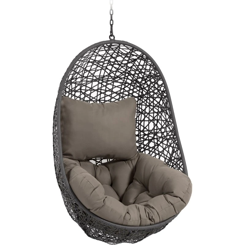 Kave Home Florina Hængestol - Sort Polyrattan med Grå Hynde
