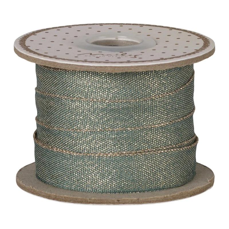Maileg Bånd 13 mm Grøn/Guld - 10 mtr.