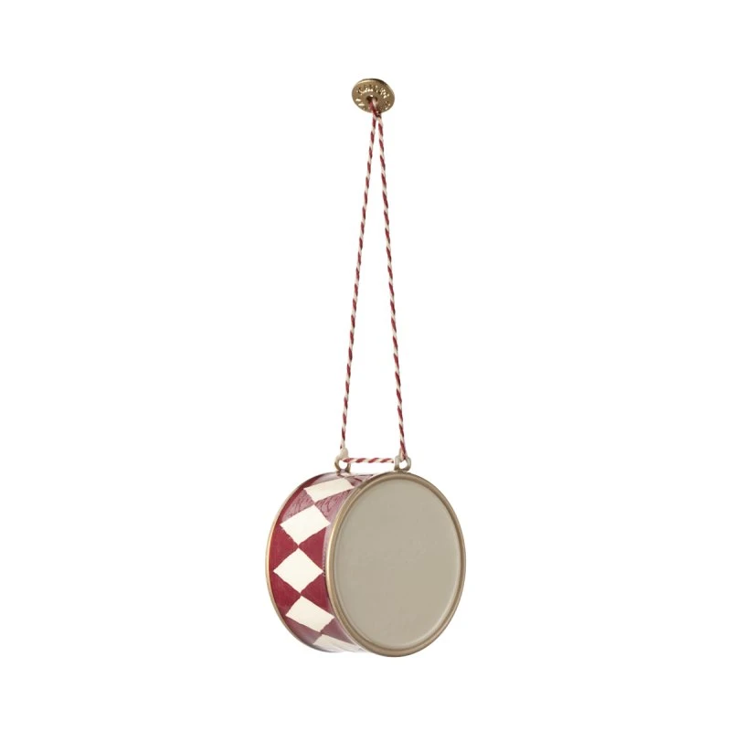 Maileg Tromme metalornament rød - Stor 5 cm