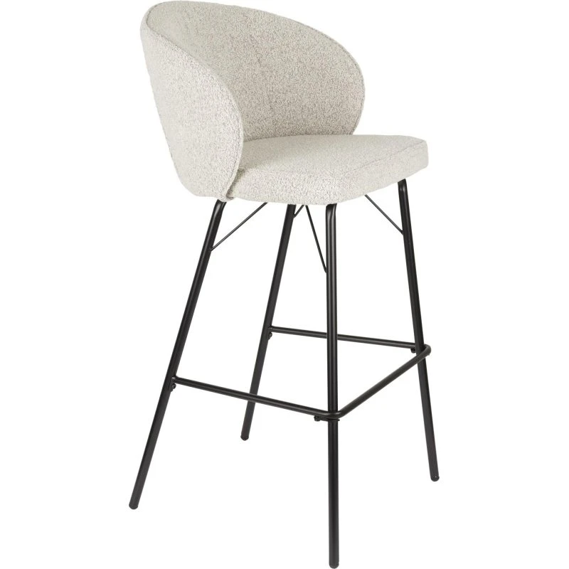 Studio White Joa Barstole sæt af 2 - Lysgrå polyester & sort jern