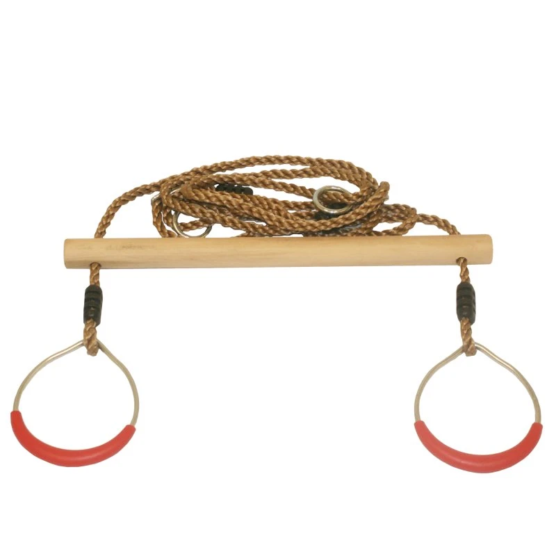 Nordic Play Trapez gynge i træ med ringe, reb Ø10 mm x 1,8 m