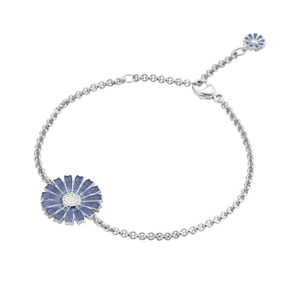 Georg Jensen Daisy armbånd i sterlingsølv med blå emalje